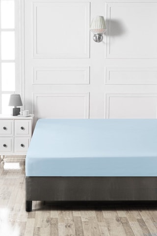 Lençol-capa em algodão 61 fios/cm² - Azul-celeste