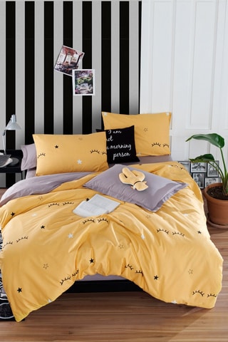 Conjunto de edredão em algodão 48 fios/cm² Dide - Amarelo