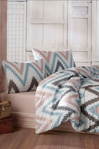 Conjunto de edredão Zikzak Branco e azul