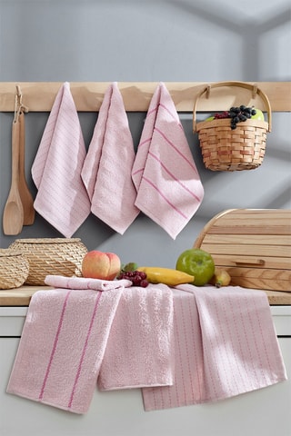 6 toalhas de rosto Sofya - Rosa - 30 x 50 cm