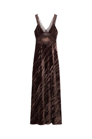 Robe midi en velours - Marron