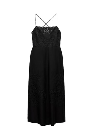 Robe midi en broderie anglaise - Noir