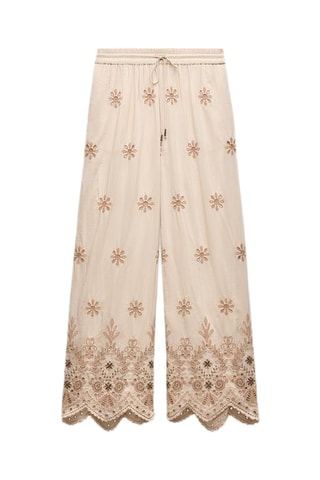 Pantalon en broderie anglaise - Beige