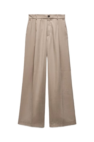 Pantalon fluide taille haute - Beige