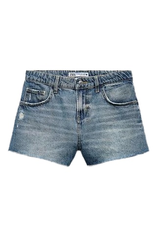 Short en jean taille haute - Bleu