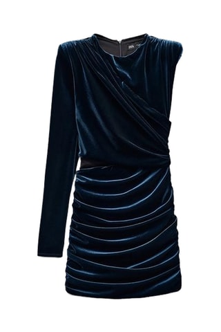 Robe droite en velours - Bleu nuit