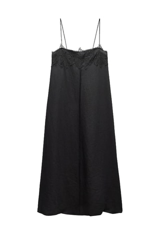 Robe midi en lin - Noir