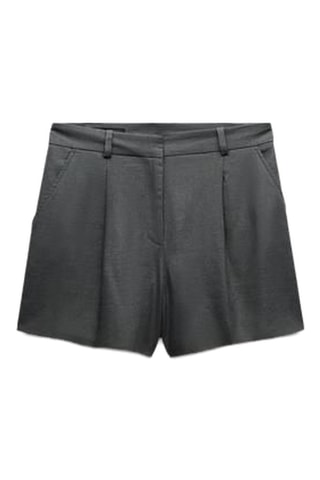 Bermuda en lin taille haute - Gris