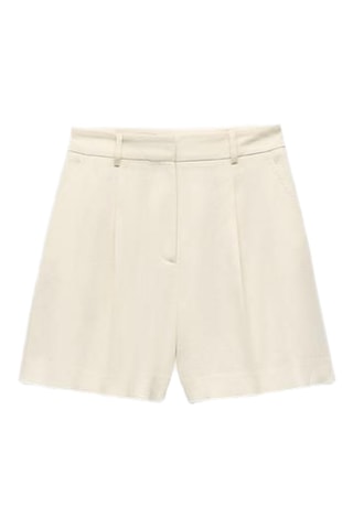 Bermuda en lin taille haute - Ecru