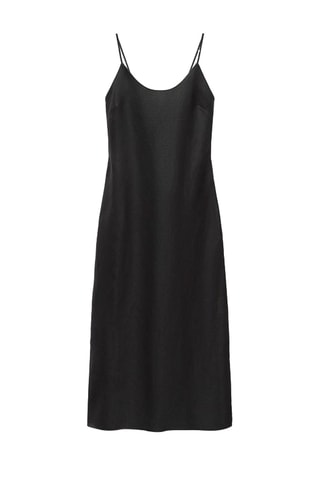 Robe midi en lin - Noir
