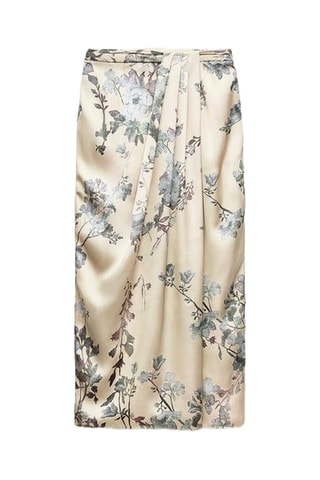 Jupe midi - Beige et bleu foncé