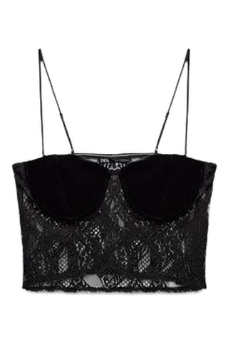 Crop top en dentelle - Noir
