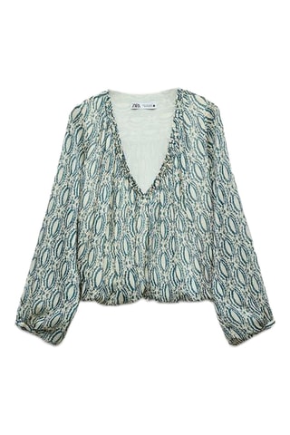 Blouse - Bleu pétrole et blanc