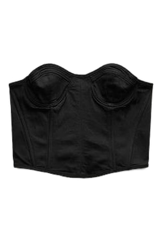 Top bustier en jean - Noir