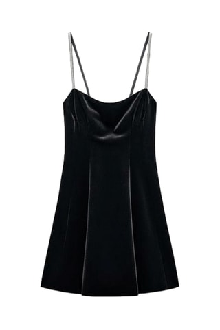Robe trapèze en velours - Noir