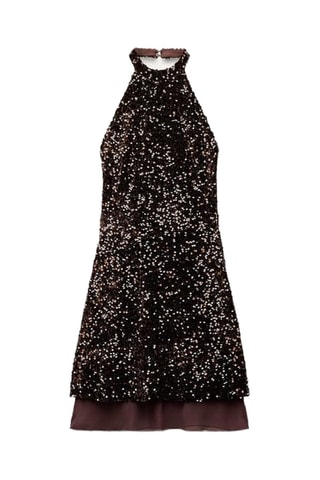 Robe trapèze en velours - Marron