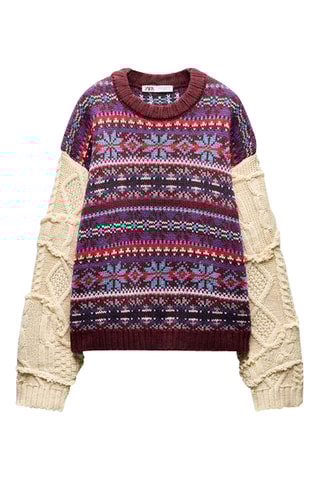 Pull - Bordeaux et beige