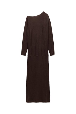 Robe longue en laine - Marron