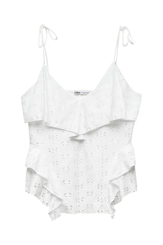 Top en broderie anglaise - Blanc