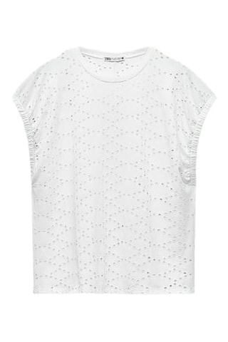 Top en broderie anglaise - Blanc
