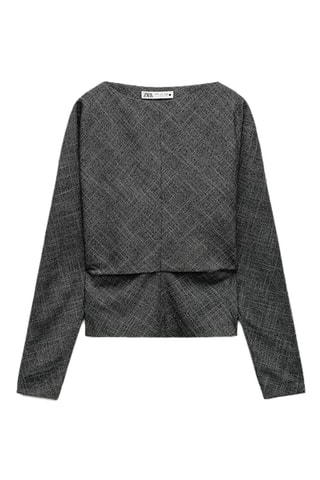 Top drapé - Gris chiné