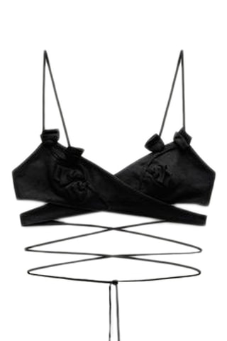 Crop top en ramie - Noir
