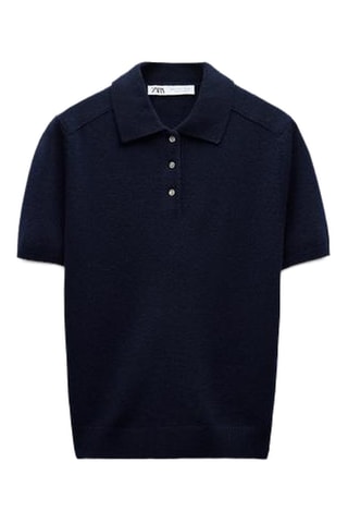 Polo en laine - Bleu nuit
