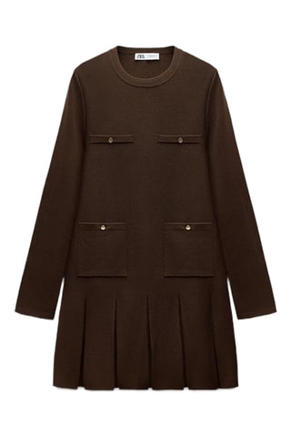 Robe plissée - Marron