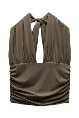 Crop top drapé - Kaki