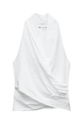 Top drapé en lin - Blanc