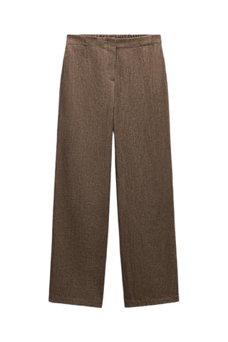 Pantalon droit en lin - Marron clair