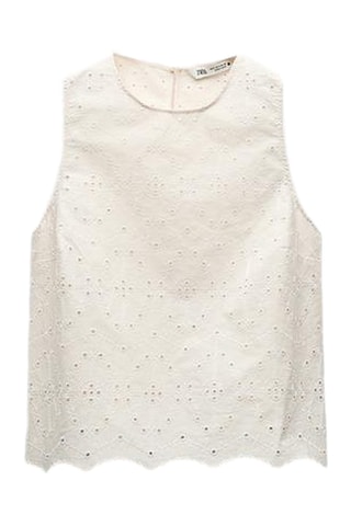 Top en broderie anglaise - Blanc