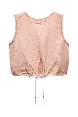 Crop top en lin - Rose poudré