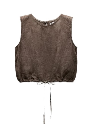 Crop top en lin - Marron foncé