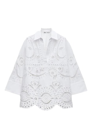 Blouse en broderie anglaise - Blanc