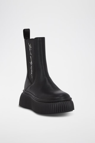 Bottines Chelsea plateformes en cuir - Noir