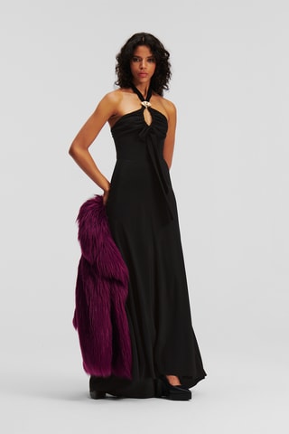 Robe longue en soie - Noir
