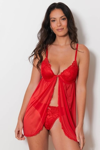 Voorgevormde Babydoll en String Paro - Rood