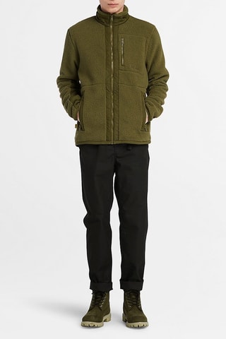 Veste polaire Mix Media Sherpa Vert olive