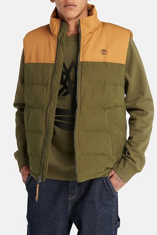 Doudoune sans manches Camel et vert olive
