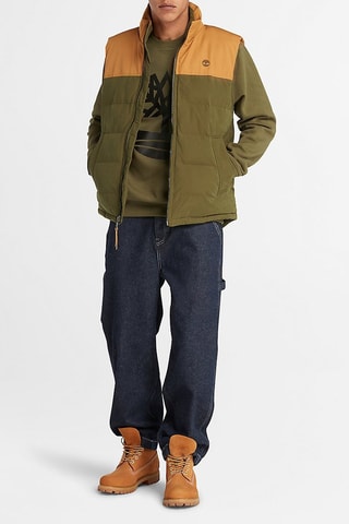 Doudoune sans manches Camel et vert olive
