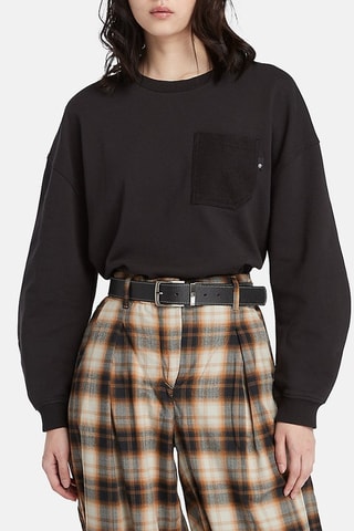 Sweat Mixed Textured Crew Noir