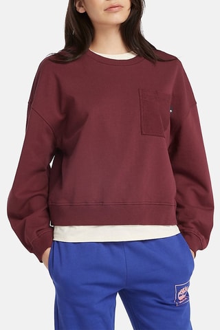 Sweat Mixed Textured Crew Bordeaux