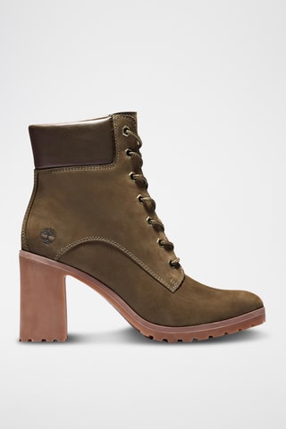 Bottines à talons en cuir - Kaki
