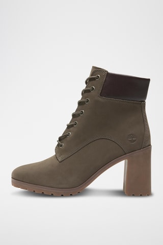 Bottines à talons en cuir - Kaki