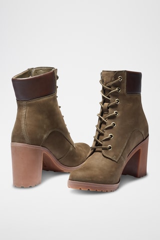 Bottines à talons en cuir - Kaki