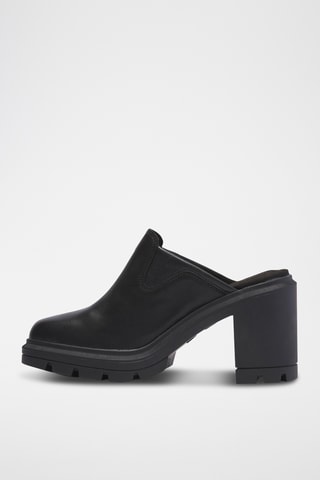 Sabots à talons en cuir - Noir