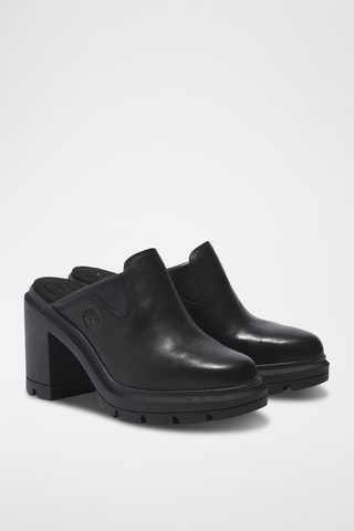 Sabots à talons en cuir - Noir