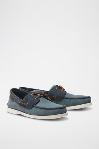 Chaussures bateau en nubuck - Bleu cobalt