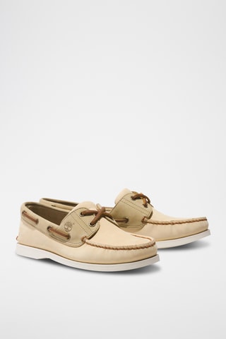 Chaussures bateau en nubuck - Jaune